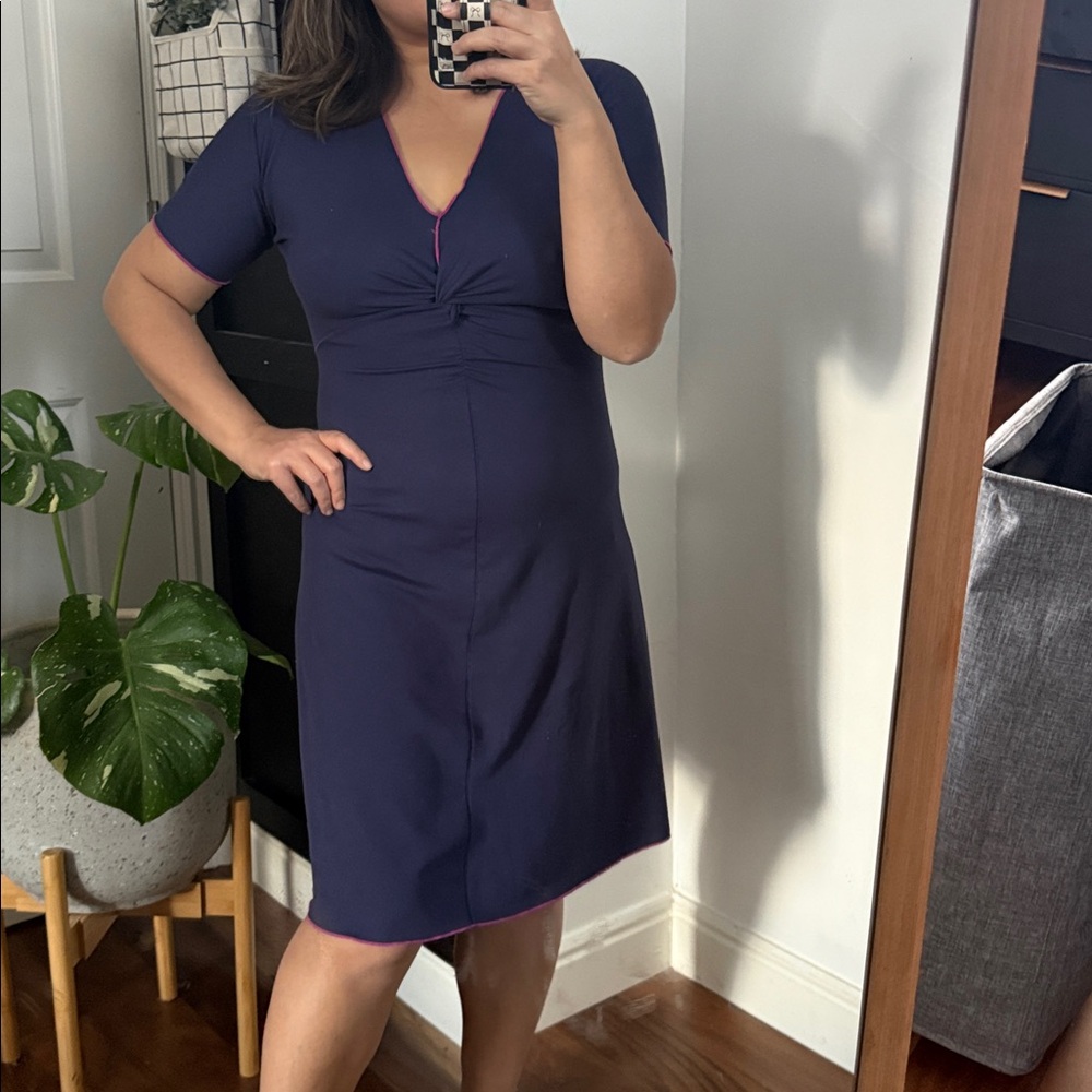 Title Ninemidi Dream Blue Short Sleeve Twist Dress. Sz Xs
